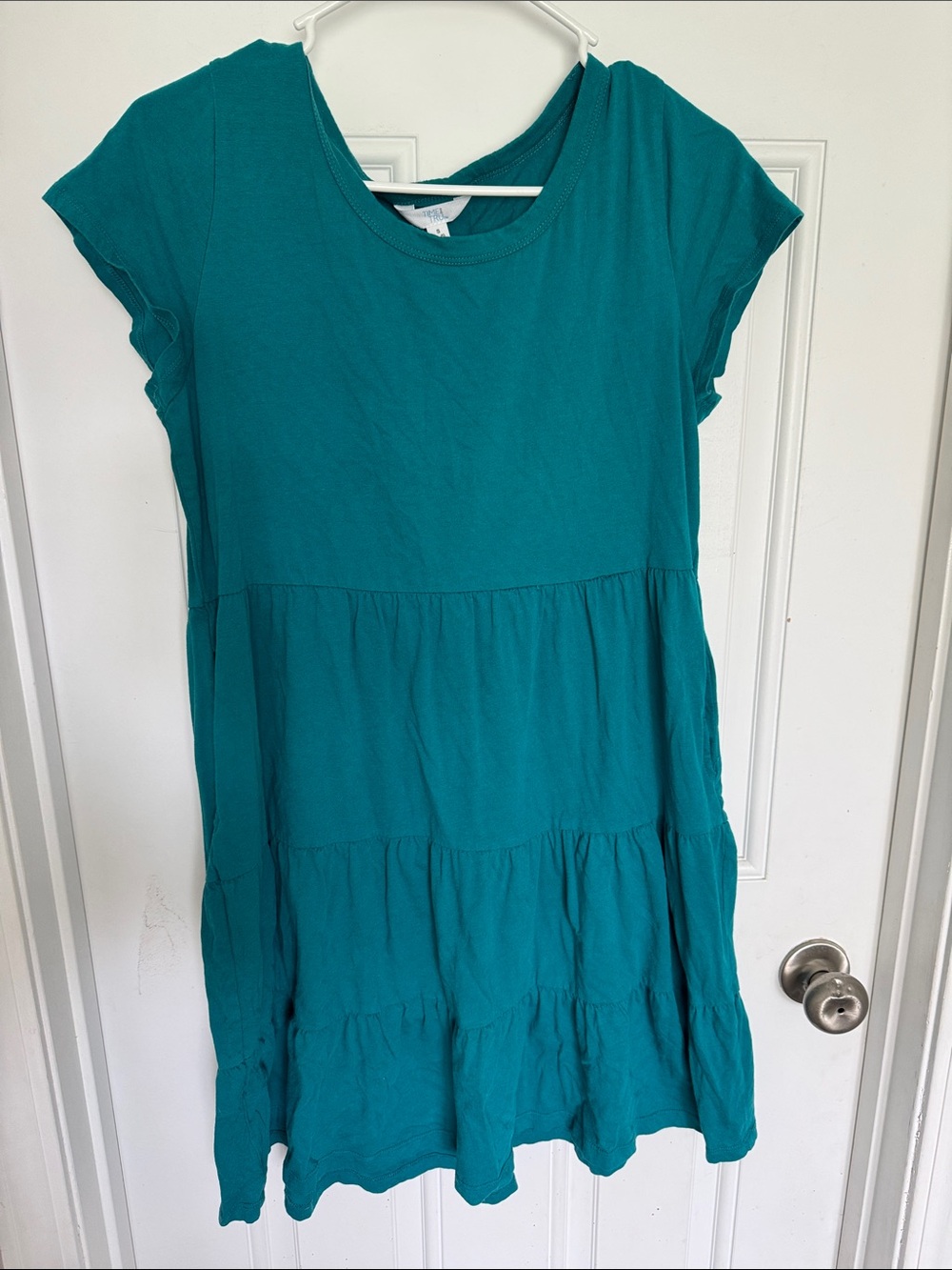 Time and Tru Teal Tiered Short Sleeve Dress